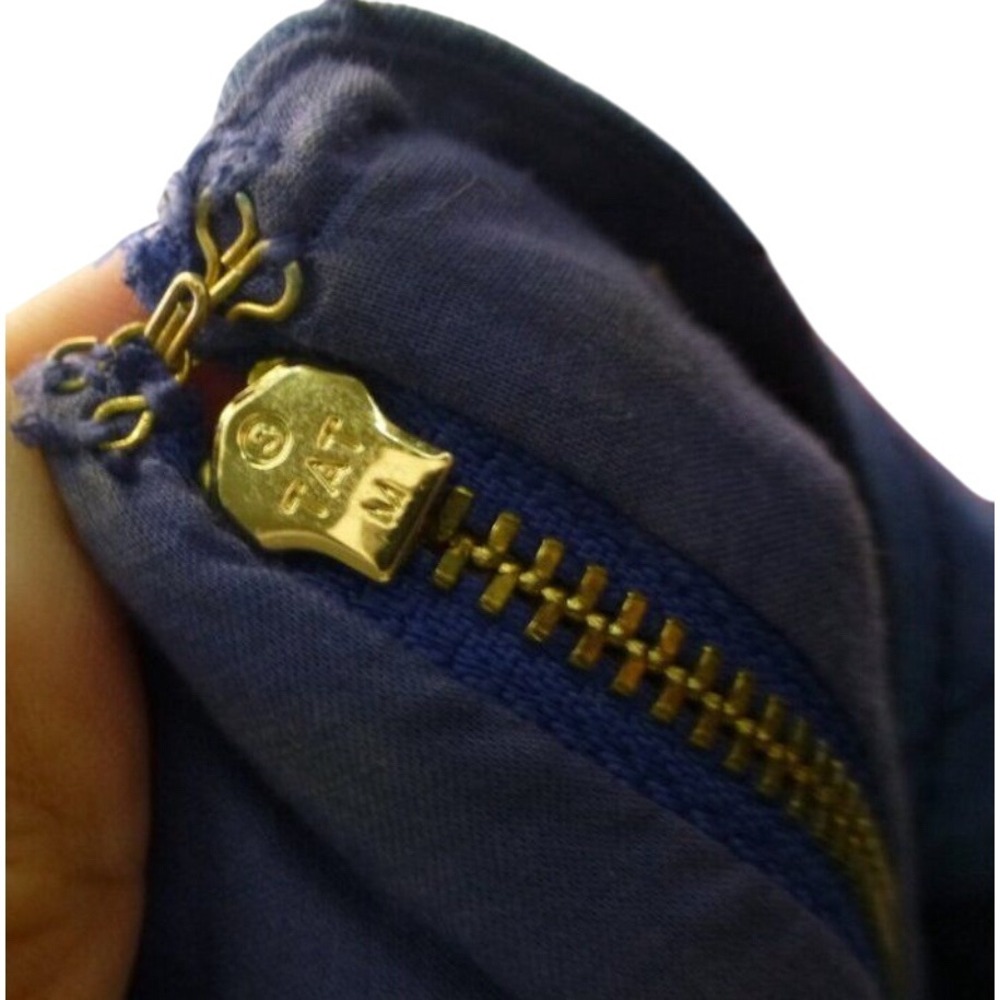 Kate Spade Denim Quilted Shift Dress Blue Gold Zipper Preppy Mod Coastal Size 2 - Picture 8 of 14